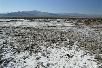 White salty grounds and lakes in Death Valley, California, United States