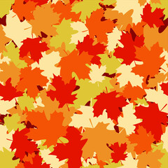 Camouflage seamless pattern of maple leaves. Abstract modern floral endless background in military style for fabric and fashion print. Vector ilustration.