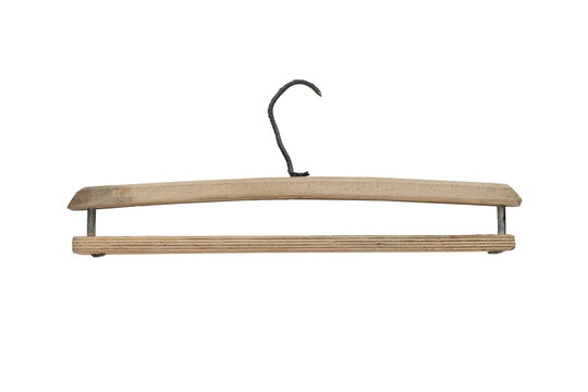 wooden clothes hanger isolated on white background