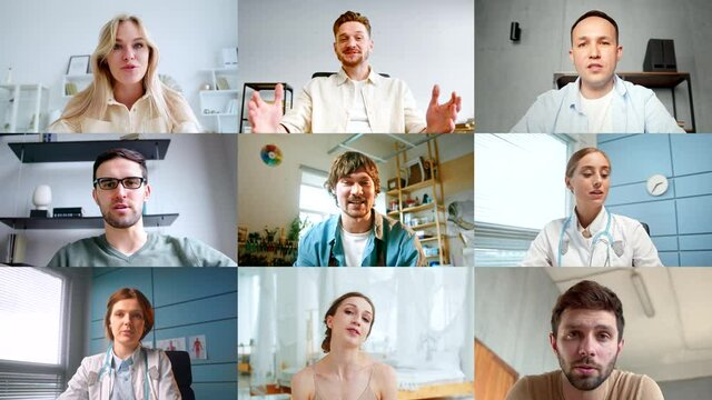 People of different professions engaged in group videocall