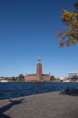 Fototapeta premium Old commuting steam boat leaving Stockholm City for the Drottningholm castle and park