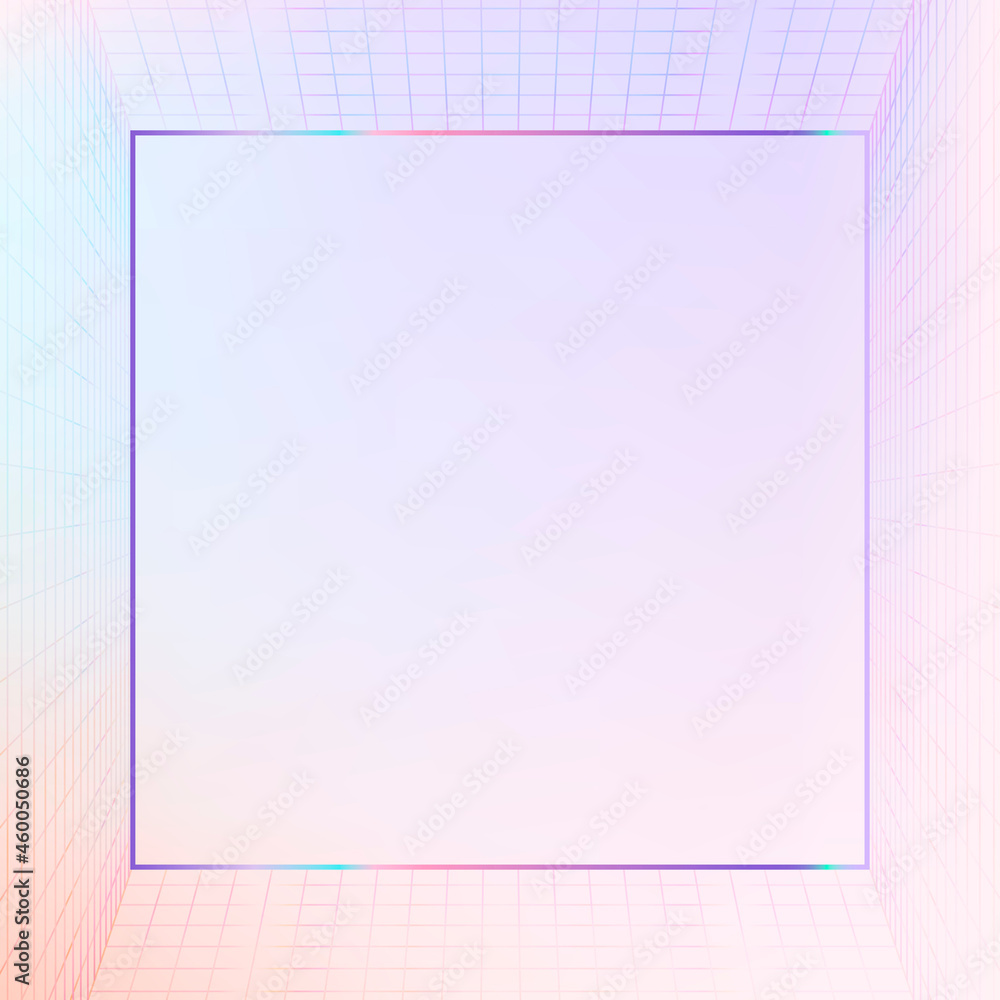 Poster 3d pastel vector grid patterned frame