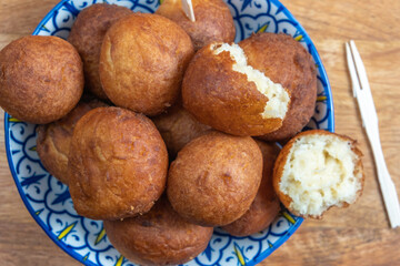 Homemade Cottage Cheese Donuts or Cheese Balls.  Food for Jewish holiday Shavuot.