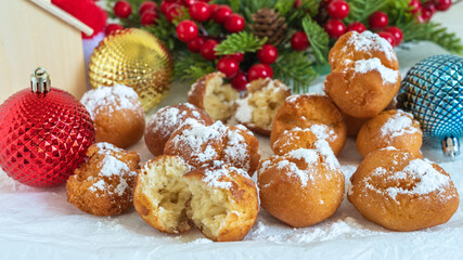 Obraz na płótnie Canvas Sweet donuts for Winter holidays. Christmas background.