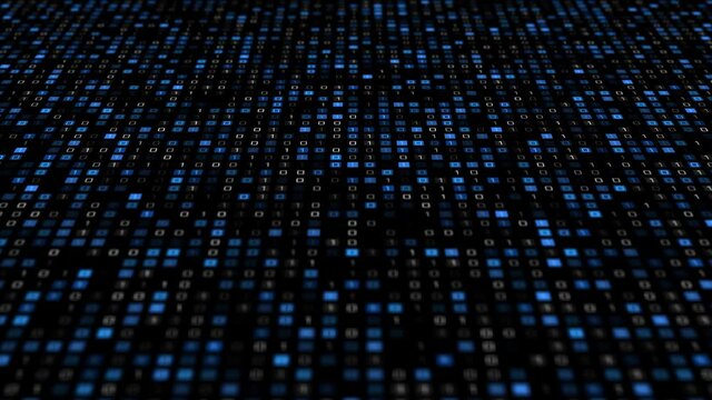 Digital binary code processing on screen background loop Animation. Data scientific digital technology data code data binary code. Concept of science, matrix background. Digital Network. cyber