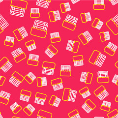 Fototapeta premium Line Water polo icon isolated seamless pattern on red background. Vector
