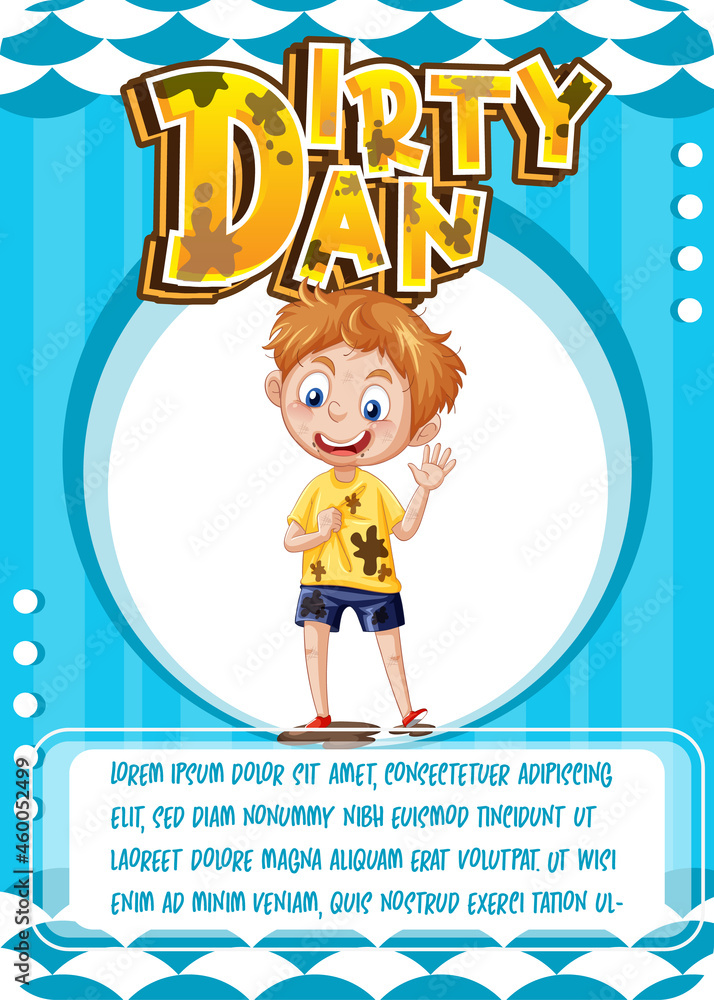 Wall mural character game card template with word dirty dan