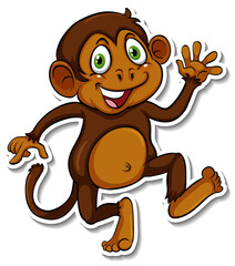 A cute monkey cartoon animal sticker