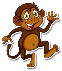 Fotobehang Aap Een schattige aap cartoon dieren sticker