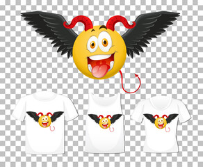 Set of devil emoticon with facial expression on shirt mockup