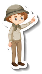 Girl wearing safari outfit cartoon character sticker