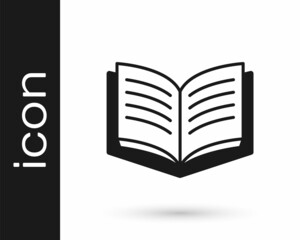 Black Open book icon isolated on white background. Vector