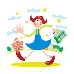 通学する元気な女の子