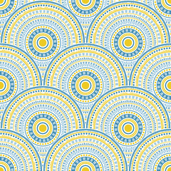 Ethnic circle shapes seamless geometric pattern.