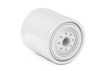 New White Car Oil Filter in Housing as Clay Style. 3d Rendering