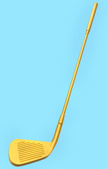 Sport equipment golf club isolated on blue background.