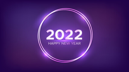 2022 Happy New Year neon background