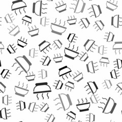 Black Bowl of hot soup icon isolated seamless pattern on white background. Vector