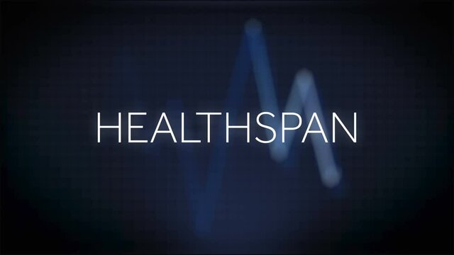 Increasing healthspan text, futuristic 4k animation