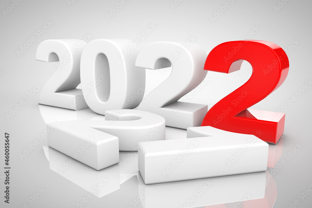 Poster new year 2022 3d sign. 3d rendering