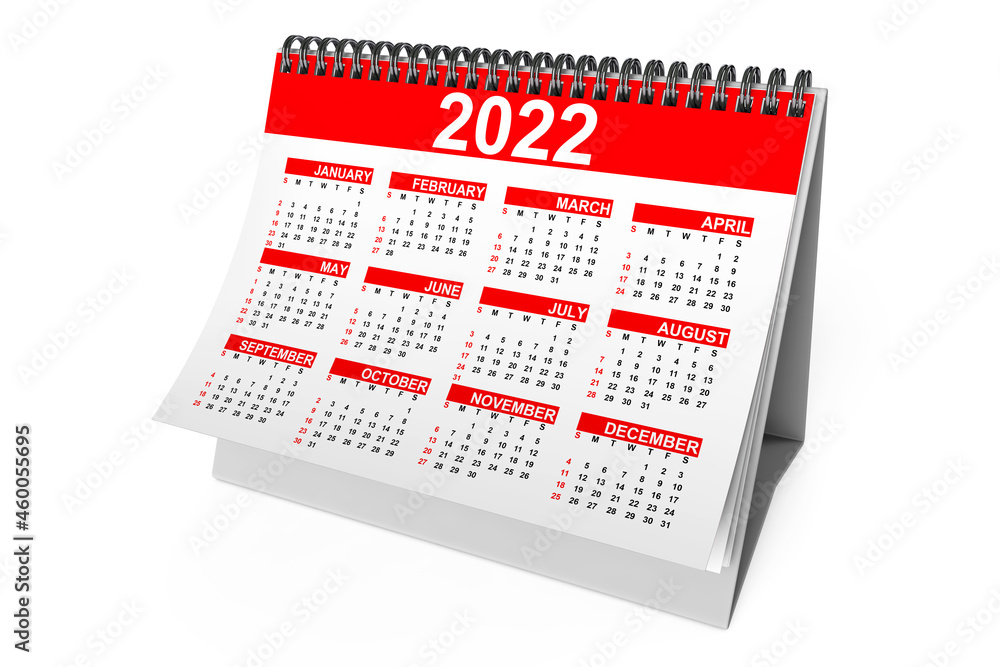 Poster 2022 year desktop calendar. 3d rendering