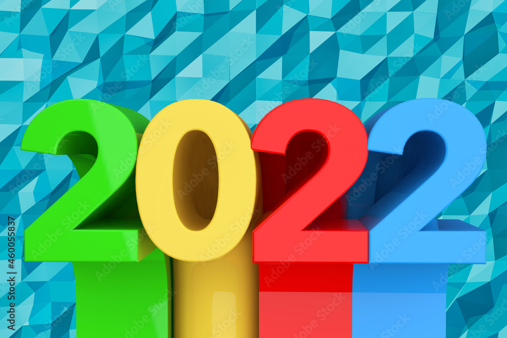 Aufkleber Abstract New 2022 Year Sign. 3d Rendering