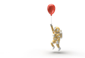 Astronaut with Flying balloon Pen Tool Created Clipping Path Included in JPEG Easy to Composite.