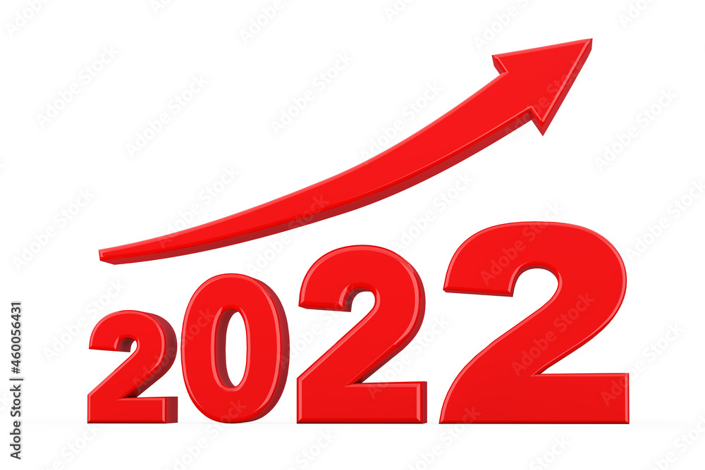 Poster progress arrow in new 2022 year sign. 3d rendering