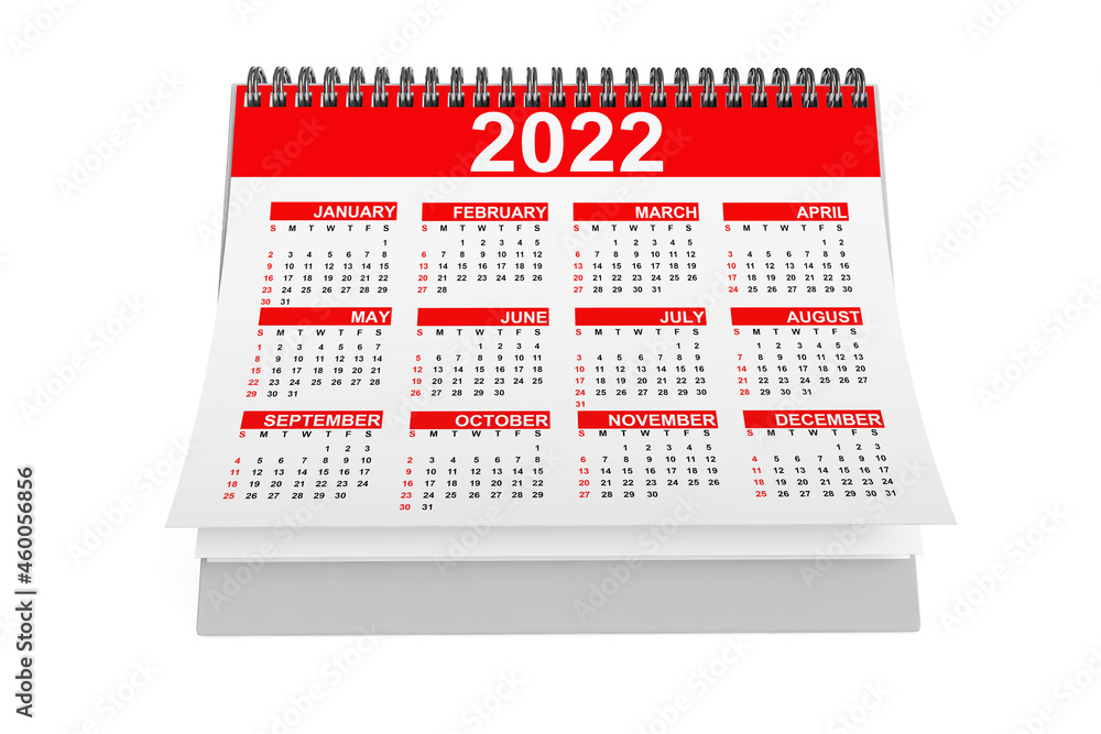 Poster 2022 year desktop calendar. 3d rendering