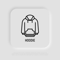 Hoodie thin line icon. Modern vector illustration of sweatshirt, sportswear.