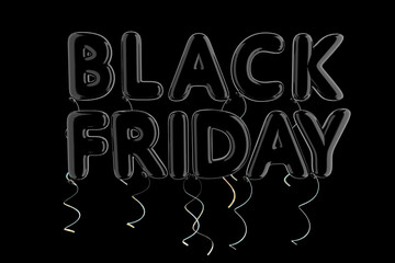 Black Balloon Black Friday Sign. 3d Rendering