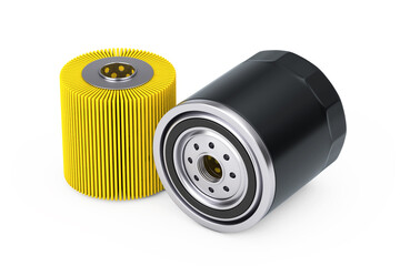 Filter Element with New Car Oil Filter in a Black Housing. 3d Rendering