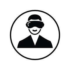 Virtual reality icon. Black vector design.