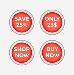 Discount, Sales Vector badges for Labels, Stickers, Banners, Tags, Web Stickers, New offer. Special offer labels and discount stickers. red discount stickers set.