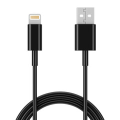 Black 8 Pin Charger Cable for Smartphone. 3d Rendering