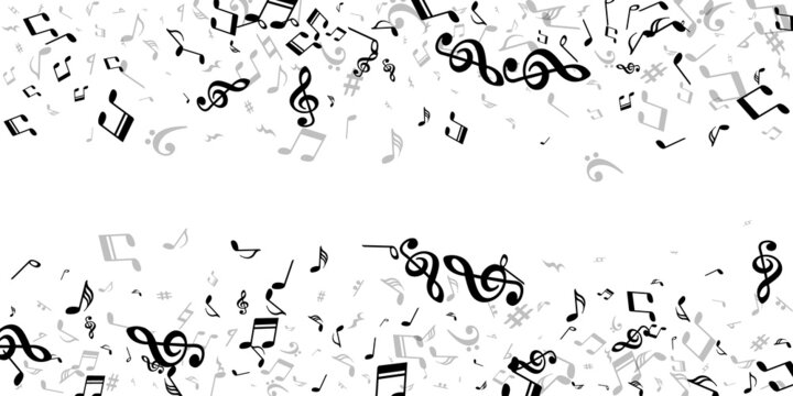 Music notes cartoon vector pattern. Melody