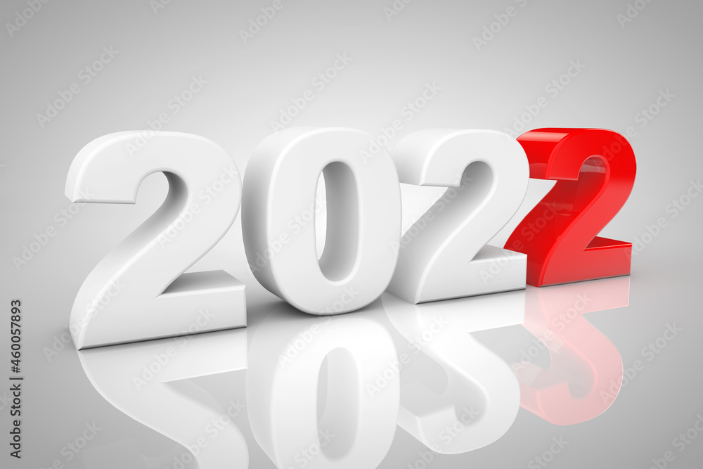 Poster New Year 2022 3d Sign. 3d Rendering