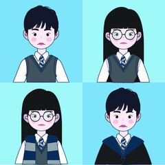 Boy and Girl In Magical Theme School Uniform