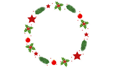 Naklejka premium Christmas symbols in a circle. Christmas wreath. Christmas card. New Year card.