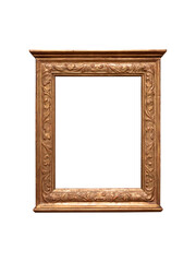 Fototapeta premium Vintage golden wood frame isolated on white background