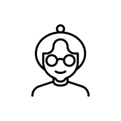 Grandmother in eyeglasses thin line icon. Modern vector illustration for avatar.
