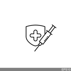 Medical Vaccine icon. Medical Syringe symbol template for graphic and web design . vector illustration