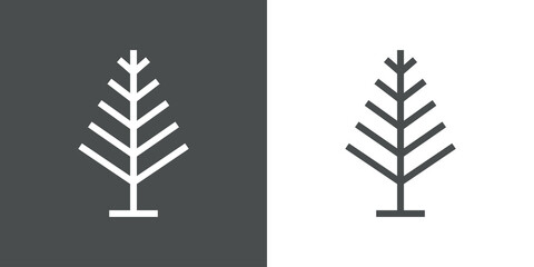 Logotipo lineal árbol de navidad abstracto con ramas en forma de triángulo en fondo gris y fondo blanco © teracreonte