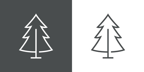 Logotipo lineal árbol de navidad abstracto con ramas en forma de triángulo en fondo gris y fondo blanco