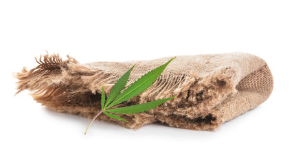 Hemp cloth on white background