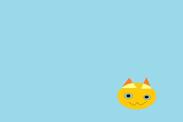simple cat head cartoon drawing on blue backgrounds