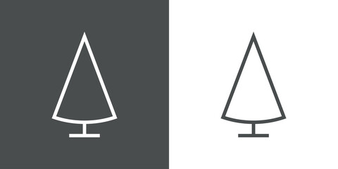Logotipo lineal árbol abstracto con ramas en forma de cono en fondo gris y fondo blanco