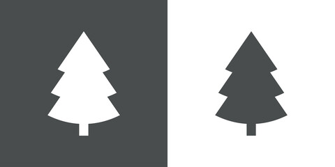Logotipo árbol de navidad con ramas en forma de triángulo en fondo gris y fondo blanco
