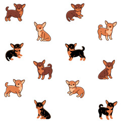 Fototapeta premium Cartoon happy chihuahua - simple trendy pattern with dog. Flat vector illustration for prints, clothing, packaging and postcards. 