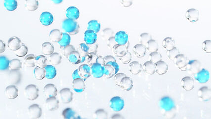 Macro shot of hydrogel balls in freeze motion.